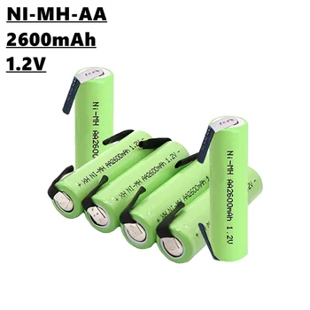 1.2 V AA Ni-MH 2A סוללה נטענת, 1.2 V, 2600mAh, עם ריתוך החלק, מתאים גילוח חשמלית, מברשת שיניים חשמלית, וכו'