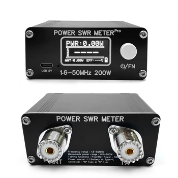 1.6-50MHz בתדר 0.5 W-200W כוח SWR מטר 1.29 אינץ תצוגת OLED גלים עומדים הבוחן Rechargeble USB Type-C ספקי כוח