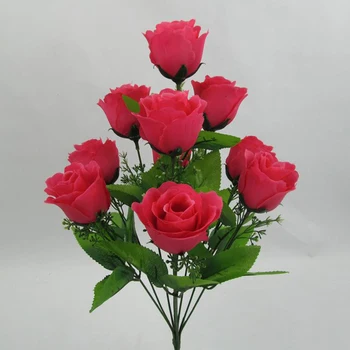 10 ראשי גבעולים פרחים מלאכותיים משי רוז פרחים באד חבורה עבור החתונה זר כלה, פרחים מזויפים פרחים לקישוט הבית