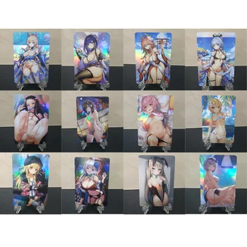 12Pcs/סט Genshin השפעה בעל-זבול יאי מיקו Sangonomiya Kokomi Acg לייזר כרטיס פלאש סקסי אנימה נייד דמות המשחק אוסף