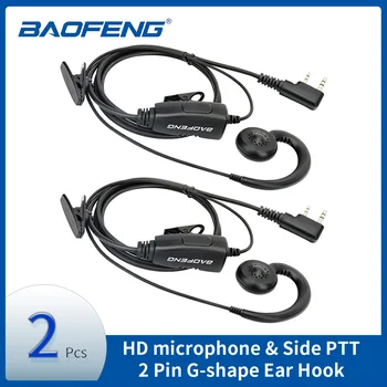 2 יח ' BAOFENG 2 Pin G-צורת האוזן לחבר אוזניות אוזניה מקש הדיבור / שידור במשך Baofeng UV5R UVS9 UV-13 UV-17 UV-21 UV16 PRO PLUS ווקי טוקי