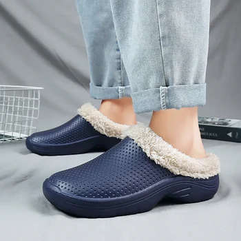 2023 מכירה חמה נוח כותנה נעלי בית גברים ונשים בחורף קטיפה עבה נעלי בית חמים Baotou Heelless נעלי בית נעליים