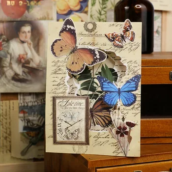 30 גיליון פרפר אסתטי Bronzing סגנון כתיבה נייר מעוצב אלבום יומן אלבום תוויות רפידות חבילות אמנות בעבודת יד