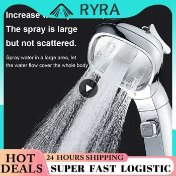 4 מצבי לחץ גבוה ראש מקלחת עם מפסק על כפתור כיבוי מרסס מים חיסכון מתכוונן המקלחת לשירותים