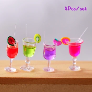 4Pcs חדש באיכות גבוהה קוקטייל פירות, משקאות כוס מודל הילדים צעצוע של בובת אביזרים