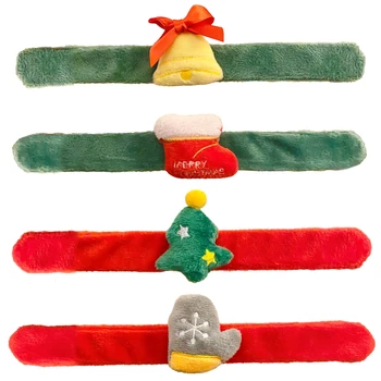 4pcs חמוד תפאורה חג המולד בל גרב מעולה עבור ילדים בנים בנות מתנות רך נוח כפפות עץ מסיבת סטירה הצמיד