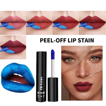 5 צבעים Peel-off שפתון כחול, רוז ליפ גלוס עמיד למים שינוי צבע, לחות שפתיים איפור לאורך זמן יופי טבעי