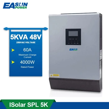 5KVA 4000W סולארית היברידית מהפך גל סינוס טהור 220VAC פלט Solar Inverter מובנה PWM 48V 50A Solar Charge Controller
