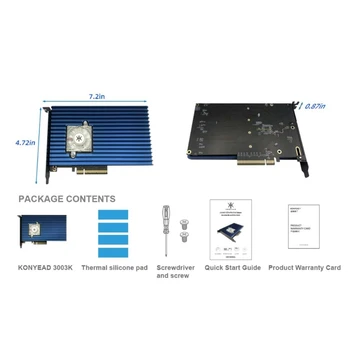 896F 64Gbps PCIe4.0 X16 כדי NVME תוכנת כרטיס עם 1 חריץ מרחיבה 4 חריצי M. 2 2280 SSD כרטיס מתאם