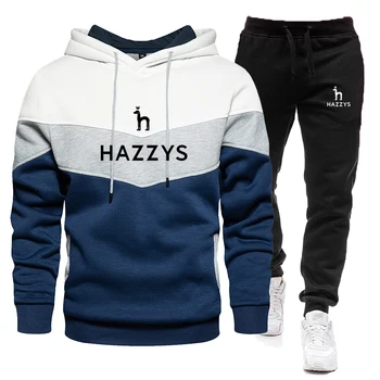 Hazzys גברים אימונית ספורט שני חלקים סט גברים הדפסה ' קט טרנינג מותג בגדים זכר טרנינג ספורט חליפה 2023