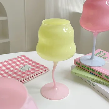Macaron מעוות יין אדום כוס זכוכית צבעונית גביעים עיצוב יצירתי חדש חמוד כוסות ברים אביזרים למטבח vasos דה vid 컵 чашка