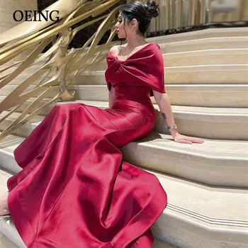 OEING קשת אדומה את כתף שמלות לנשף שיק בתולת ים שמלת הערב באורך רצפת רשמית אירוע שמלת Vestidos דה נוצ ' ה.