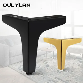 Oulylan 4pcs ריהוט מודרני רגליים מתכת זהב שחור הברזל הספה רגל על השולחן למיטה, כיסא שולחן, שידה ארון תמיכה רהיטים