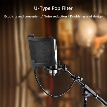 U-סוג בופ נטו פופ פילטר עם ציר גמיש אקוסטית לסנן מיקרופון ייעודי הרוח רעש נטו המסך רוח השירה מדברת
