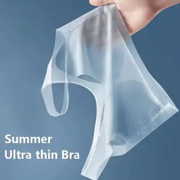 Ultra-thin Ice משי חלקה תחתוני נשים בתוספת גודל סקסי גג רך לנשימה אלחוטית מוצק הלבשה תחתונה אסף חזייה מרופדת.