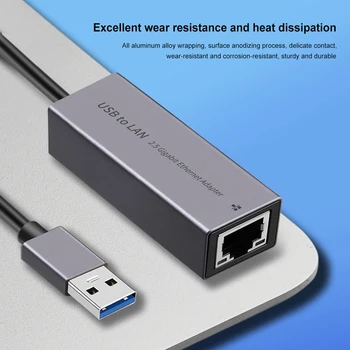 USB Ethernet Adapter 2.5 G 2500Mbps USB Ethernet Adapter במהירות גבוהה, נסיעה חינם Plug and Play עבור שולחן העבודה במחשב הנייד.