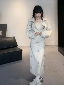 Y2k [ענן סודות] סתיו אופנה מיעוט רטרו גיל הרזיה עיצוב מרגיש כמו המותניים שמלות לנשים