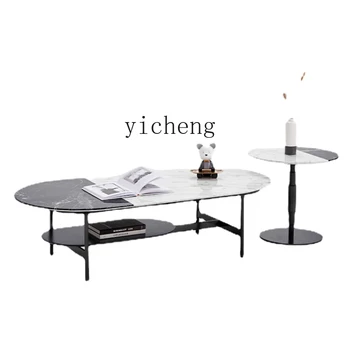 ZC מינימליסטי השיש תה שולחן הסלון בבית המעצב דגם אליפסה תה גודל שולחן משולב