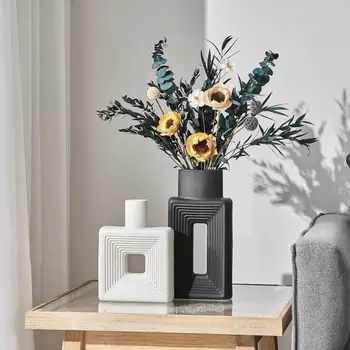 אגרטלים דקורטיביים פרחים מודרני אגרטל פרחי קישוט לחדר בבית העיצוב הנורדי קרמיקה אגרטל פרחים מיובשים סירים אמנות העציץ