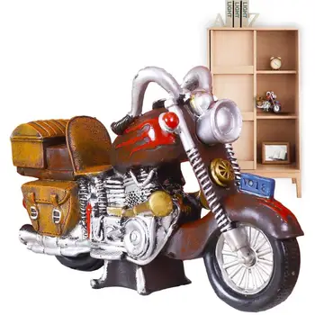 אופנוע מיניאטורי רטרו אופנוע פסל השולחן לקישוט קישוט אופנוע דגם צעצוע קישוט הבית עיצוב חדר שרף
