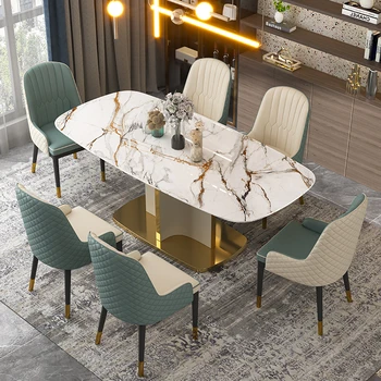 אור יוקרה high-end שולחן אוכל, כיסא משולב, מודרנית, מלבנית פשוטה שולחן האוכל לשימוש ביתי