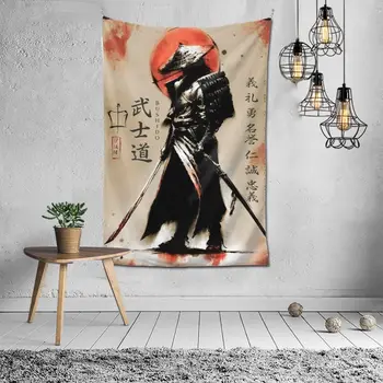 אנימה סמוראי שטיח קיר שטיחי קיר, ציורי שמן הדפסה קיר אמנות מודרנית יד שנעשו בבית קישוטים מתנות