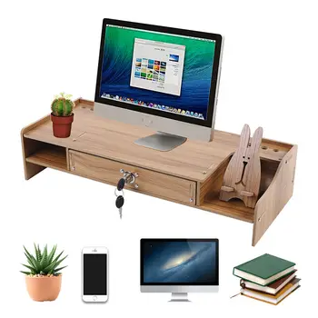 בבית צג המחשב קמה עמוד עם מחזיק טלפון שולחן מחשב ארגונית נייד שולחן מגירת אחסון לוקר