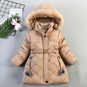 בנות מעיל ז ' קט כותנה הלבשה עליונה נכון 2023 חאקי לעבות קטיפה חורף חם חליפת שלג בגדי ילדים