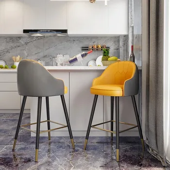 גבוה מודרני כיסא כיסאות הבר במטבח האוכל יהירות כלי מתכת שחור וגבוה, כיסאות בר מעור Taburete De Cocina רהיטים HDH