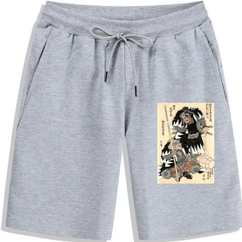 גברים מכנסיים קצרים כפול סמוראי מגניב מדהים יפני אמנות רטרו גברים כותנה הדפסה מגניב היפ הופ מגניב פנאי Harajuku