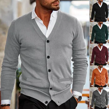 גברים סוודר 2023 סתיו/חורף חדש סריגים V-צוואר השרוול הארוך Slim Fit סוודר סוודר מעיל גודל גדול Chompas פארא גבר