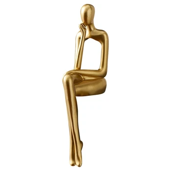 הוגה פסל מופשט דמות פסל קטן קישוטים שרף פסל הביתה זהב מופשט פסל עיצוב משרד C