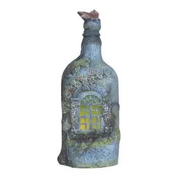 הטירה פיסול בקבוק יין בצורת טירה פסל פסל לשימוש חוזר החצר אמנות שרף פסלון קישוטים בחצר הבית הדשא פטיו