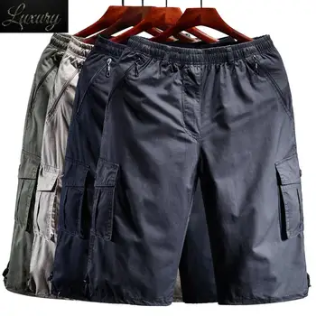 המכנסיים גברים רוכסן כיס של גברים רבים Breeche זמן אורך 3/4 Capri קצרים מכנסי כותנה ברמודה הקיץ 2023 מזדמנים זכר