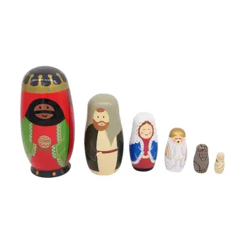 המלך בובות קינון רוסיות לערום צעצוע 6Pcs הילד קישוט חדר עץ Matryoshka בעבודת יד מקסימה