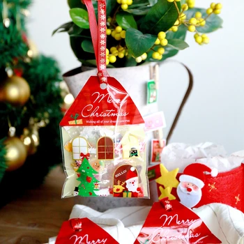 חבילה של 50 נושא חג המולד לעטוף בשקית עוגיות/מתנות/מזכרות/אריזה דביק שקיות הקישוט לחג המולד מצחיק