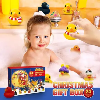 חג המולד ברווז גומי אדוונט לוח השנה 24PCS חמוד ברווז גומי צעצועי אמבטיה ספירה לאחור לוח שנה עם ברווזי גומי בשביל מסיבה טובה מתנה