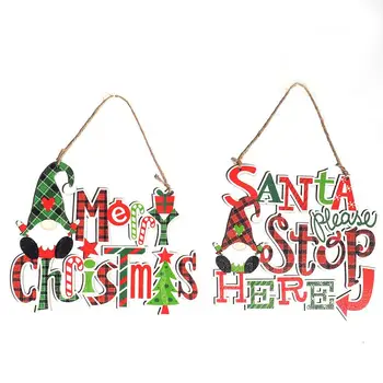 חג המולד סימנים עץ קבלו את דלת מספר הדלת מסתובבת עם החבל DIY מלאכה כרטיס קישוט מתנה תליון חג המולד Gnome