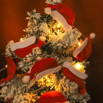 חג המולד שמח עץ זר LED מחרוזת אורות חג המולד קישוט הבית 2024 כובע סנטה קישוטי השנה החדשה שמח נטאל