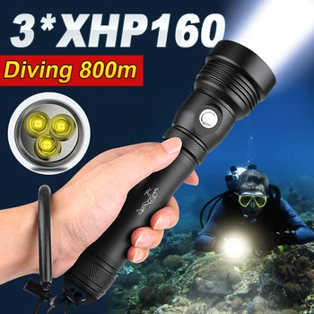 חדש XHP160 הכי חזק פנס צלילה 18650 XHP90 מקצועי מתחת למים הפנס XHP70 עמיד למים מנורת ציד הפקחים.