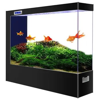 חדש סופר לבן זכוכית האקווריום בסלון מחיצה אור יוקרה אקווריום מים שינוי דגים העולם