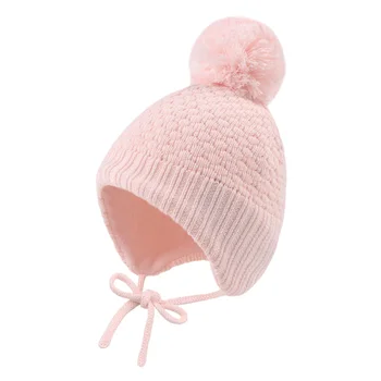 חורף חדשים ילדים בנות כובע סרוג עם Earflaps תינוק כובע סרוג עבור בנות ילדים בנים חמים ילדים בונט כובע אביזרים