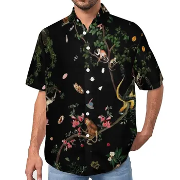 חיה חופשי האיש בחולצה חופשה חולצות מזדמנים קיץ עיצוב שרוול קצר מסוגנן Oversize חולצות