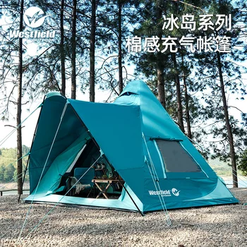 חיצוני קמפינג אוהלים מתנפחים כפול שכבות של הגנת גשם, עיבוי קמפינג אוהלים חיצונית פירמידת הגג אוהלים