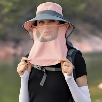 חיצונית הגנה מהשמש כובע קרם הגנה צעיף דייג הליכה גן החוף נשלף הפנים מכסה קמפינג הגנת UV כובעי כובעים