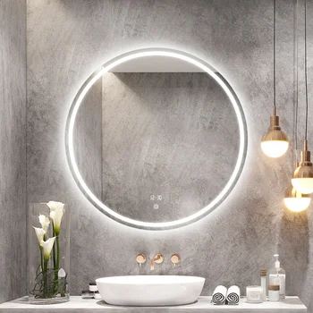 חכם האמבטיה מראה איפור מגע עגול Led קיר המראה בחדר האמבטיה אורות אנטי ערפל Espejo קון לוז מקלחת אביזרים CC50BM