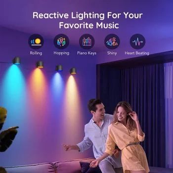 חכם מנורת קיר RGBIC TUYA WIFI סנכרון מוסיקה LED אור הקיר עבור חדר השינה לסלון עיצוב הבית לעבוד עם אלקסה Google עוזר