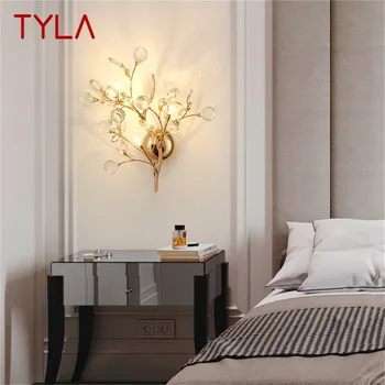 טיילה בסגנון אירופאי מקורה קיר מנורת זהב קריסטל יוקרה גופי LED תאורה מודרניים מנורות קיר לקישוט הבית