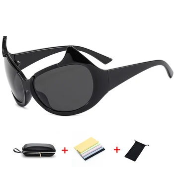 טכנולוגיית העתיד חוש מגניב משקפי שמש גדול מדי Y2K נשים גברים פאנק קרן שמש משקפי ספורט, משקפי המראה גוונים UV400 משקפי שמש
