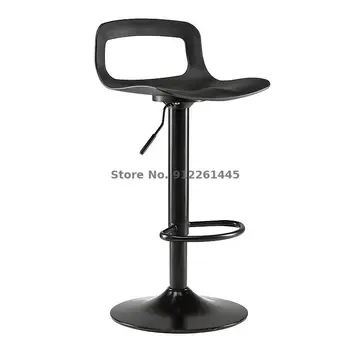 כיסא בר מודרני צואה פשוטה כסא בר מסתובב נורדי בשחור-לבן הרמת משק הבית דלפק קבלה כיסא גבוה